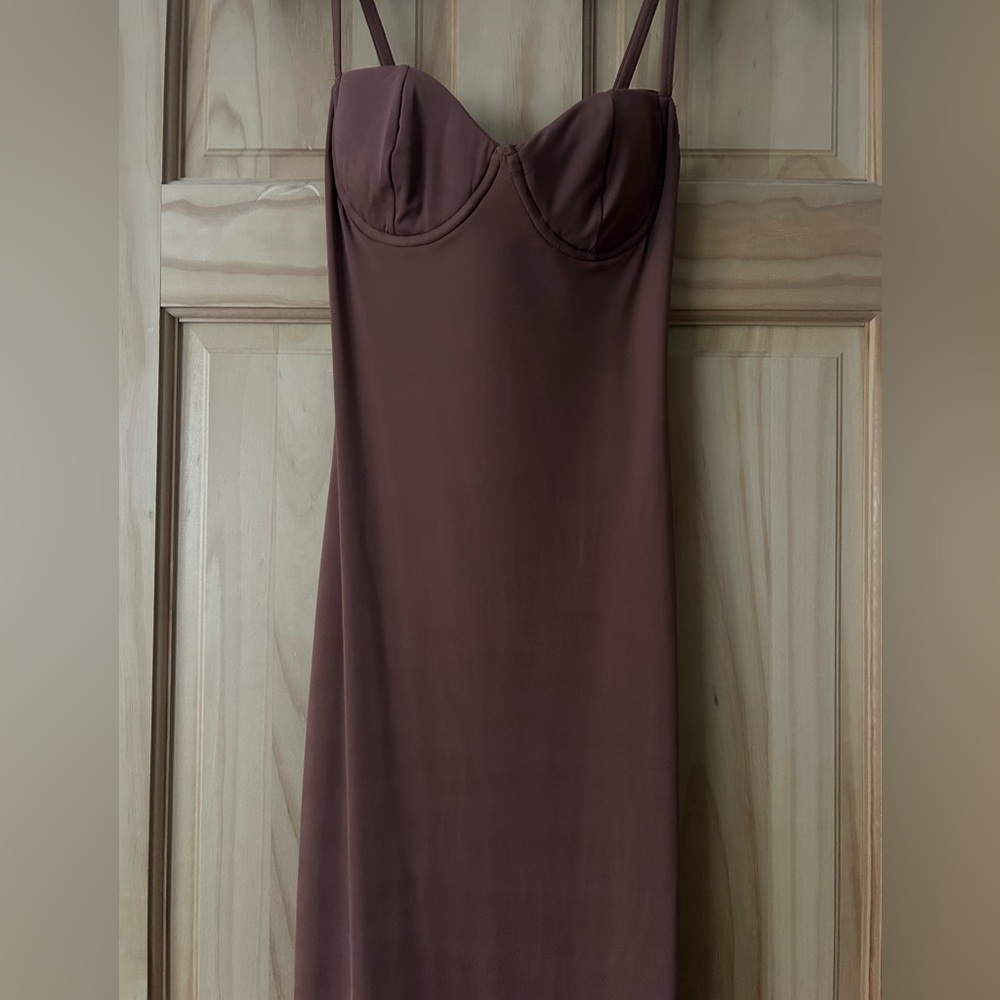 NEVER WORN Elegant Brown Women's Slip Bodycon Dress. Size XS